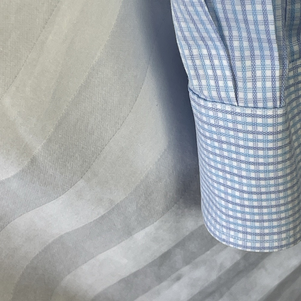 Tommy Bahama Mens 17.5 32 /33 Blue Check 100% Cotton LS Button Up Shirt Classic - Picture 14 of 16